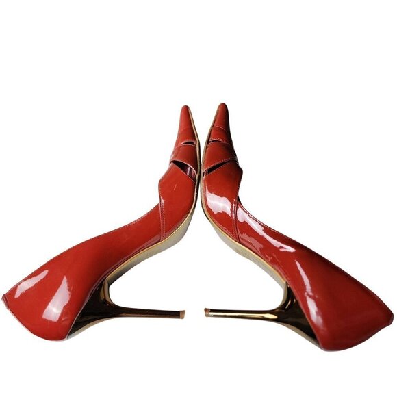 Aldo Sexy Y2K Red Patent Leather Stiletto Pointed Toe Cutout Pumps Size 9 - Picture 7 of 13